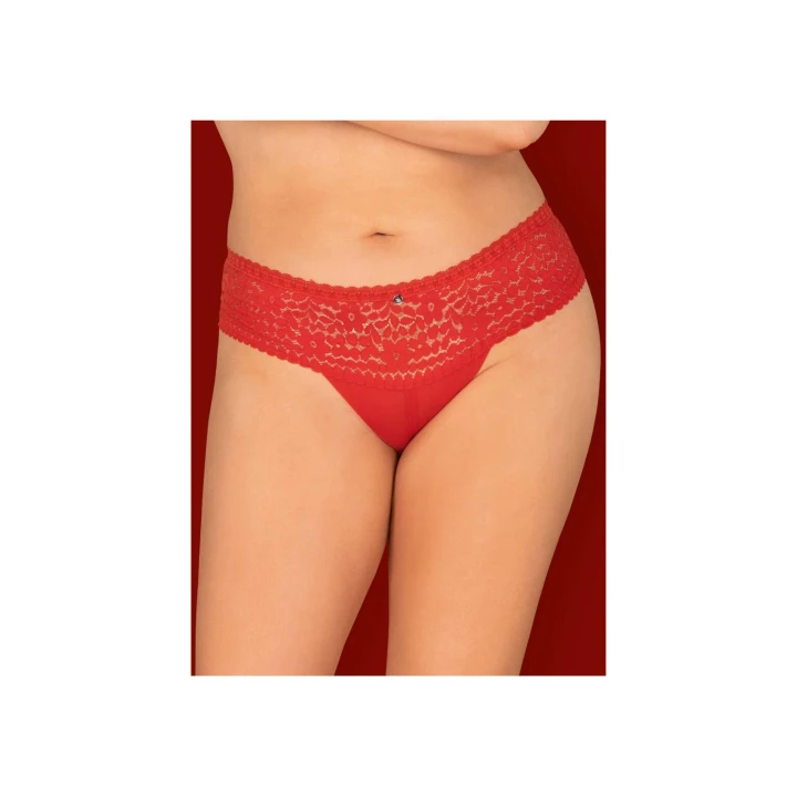 Figi damskie Blossmina 4XL/5XL, koronkowe, elastyczne, intensywna czerwień