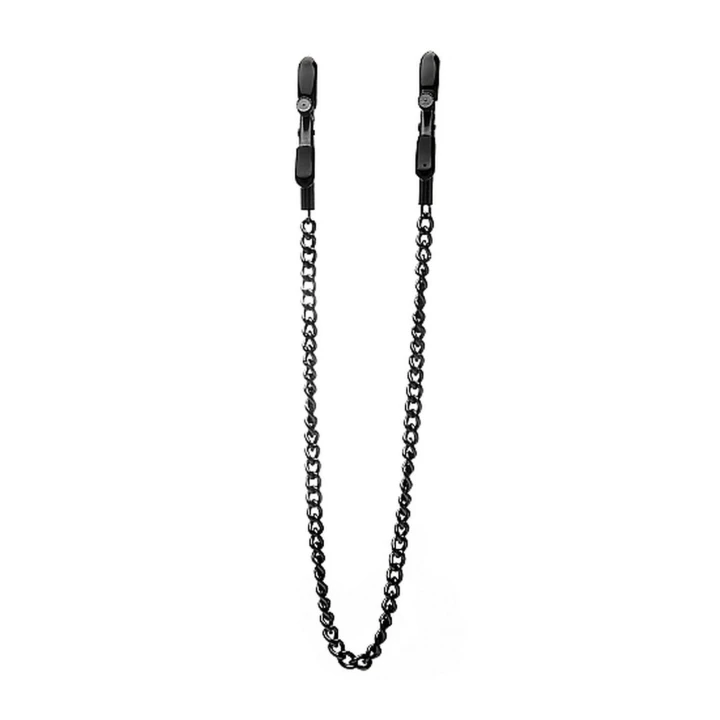Zaciski na sutki ze stali nierdzewnej Ouch! z łańcuszkiem, regulowane, bezniklowe