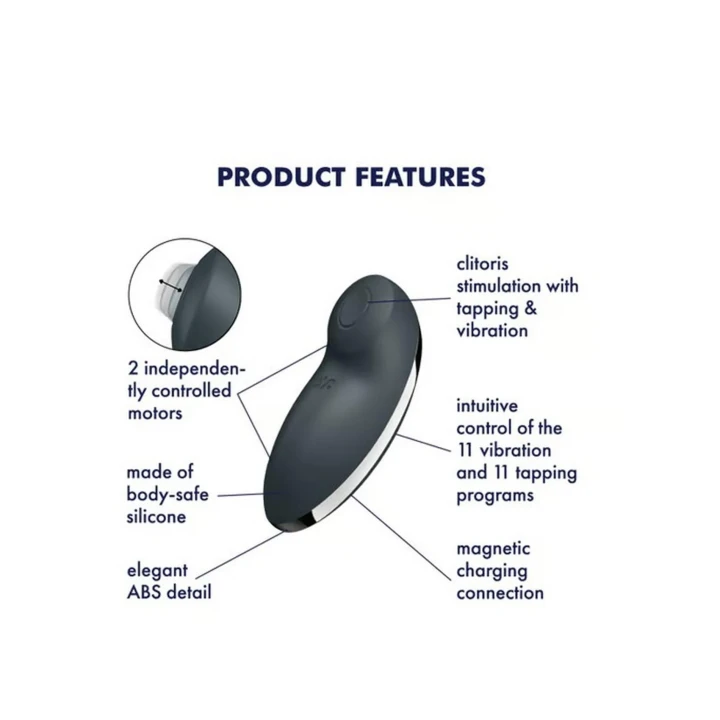 Wibrator nakładany Satisfyer Tap & Climax 2 - podwójna stymulacja, 11 programów wibracji