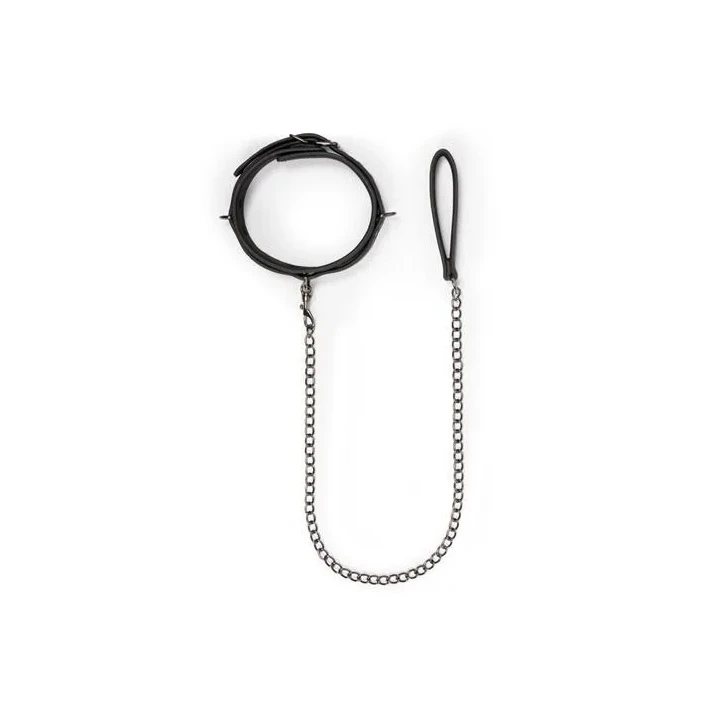 Wiązania - Obroża fetyszyzm z regulacją 45-58 cm, metal, skóra ekologiczna