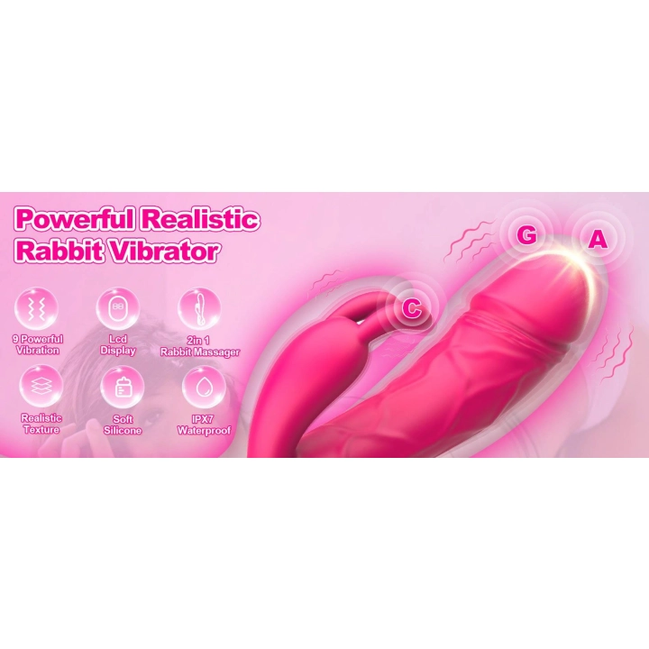 Wibrator króliczek Rabbit G-Spot Dual - silikon 2w1, 9+9 trybów, IPX7, USB magnetyczne
