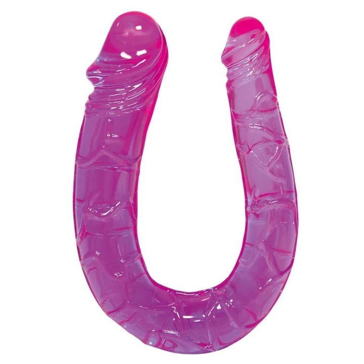 Dildo double, Talent - 29 cm, PVC, zakrzywiony kształt, fioletowy