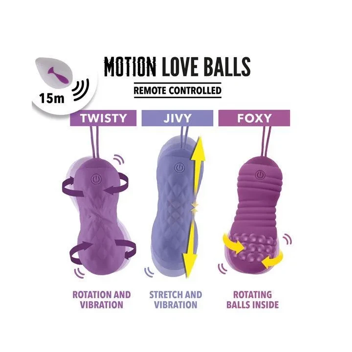 Kulki miłosne - FeelzToys Motion Love, wodoodporne, z pilotem, 7 wzorów wibracji