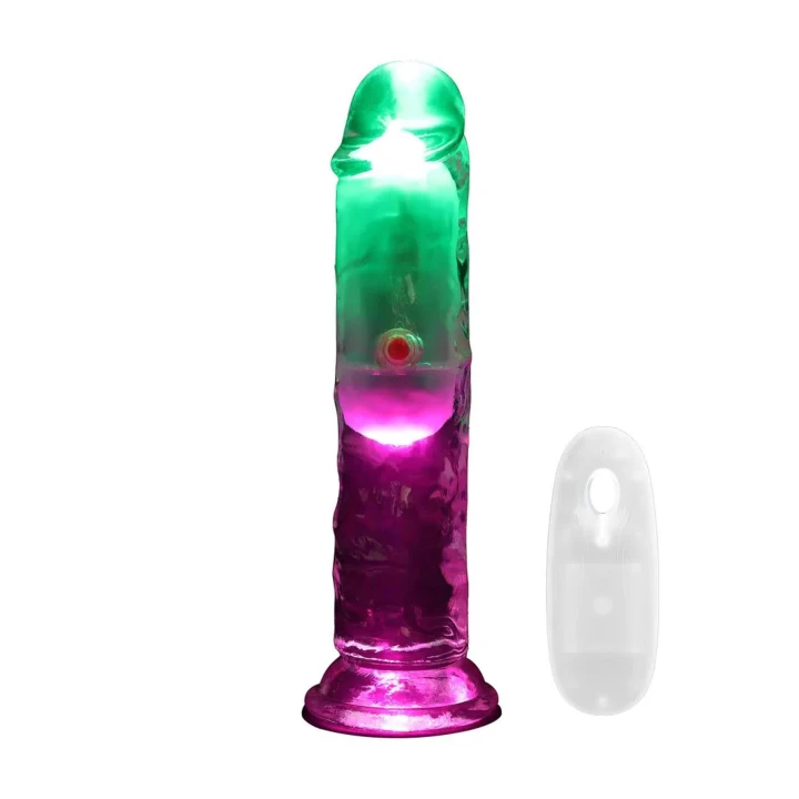 Dildo RealRock - 15 cm, wibracyjne, przezroczyste, mocna przyssawka, skórzanopodobne