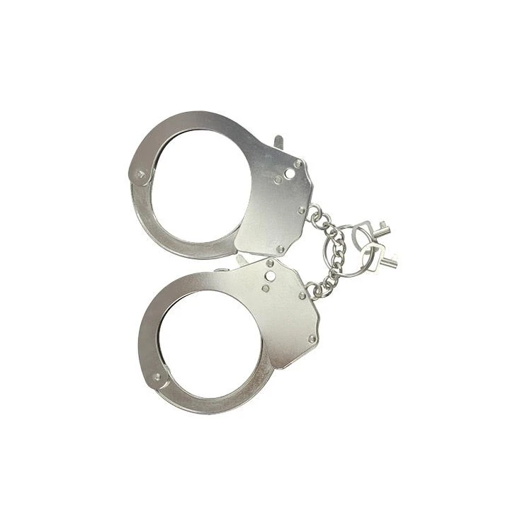 Kajdanki metalowe regulowane z kluczykiem, długość łańcucha 5 cm, zabawka erotyczna