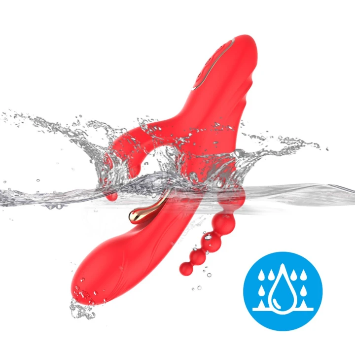 Wibrator typu króliczek Trident Red, 4-punktowa stymulacja, 9 trybów wibracji