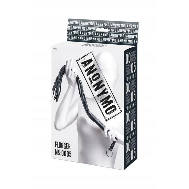 Pejcz z zamszu, Anonymo, długość 64 cm, skórzana rączka, czarny