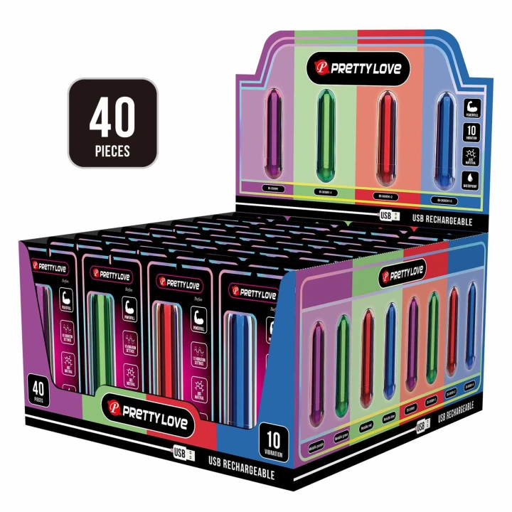 Wibrator typu bullet PRETTY LOVE - STEFAN, 10 funkcji wibracji, USB ładowanie
