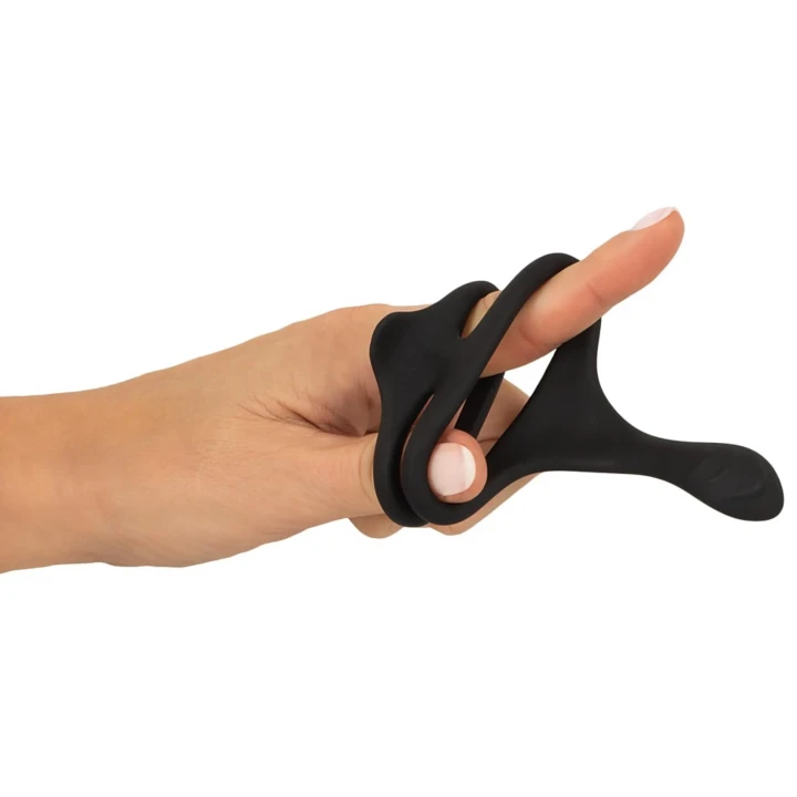 Pierścień na penisa Erecto z rozciągliwym stymulatorem, średnica 3,2-4 cm, silikonowy