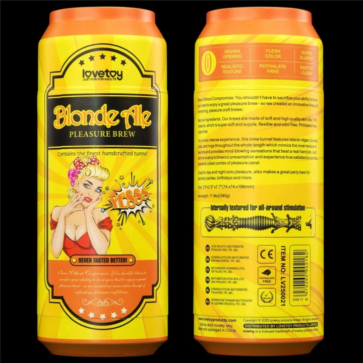 Masturbator Pleasure Brew - Blond Ale, TPE, 2.9'' x 7.7'', elastyczny i bezzapachowy