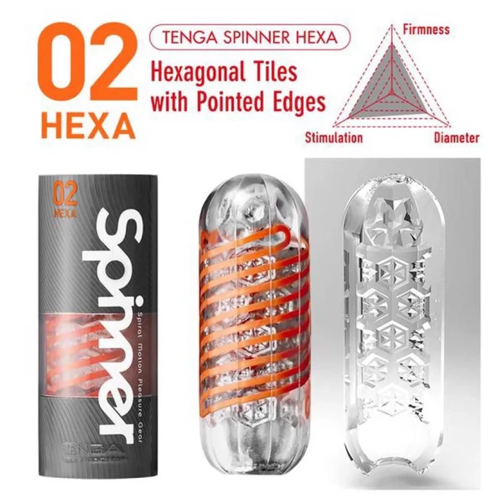 Masturbator rotacyjny Tenga Spinner Hexa, długość 13 cm, średnica 4,5 cm
