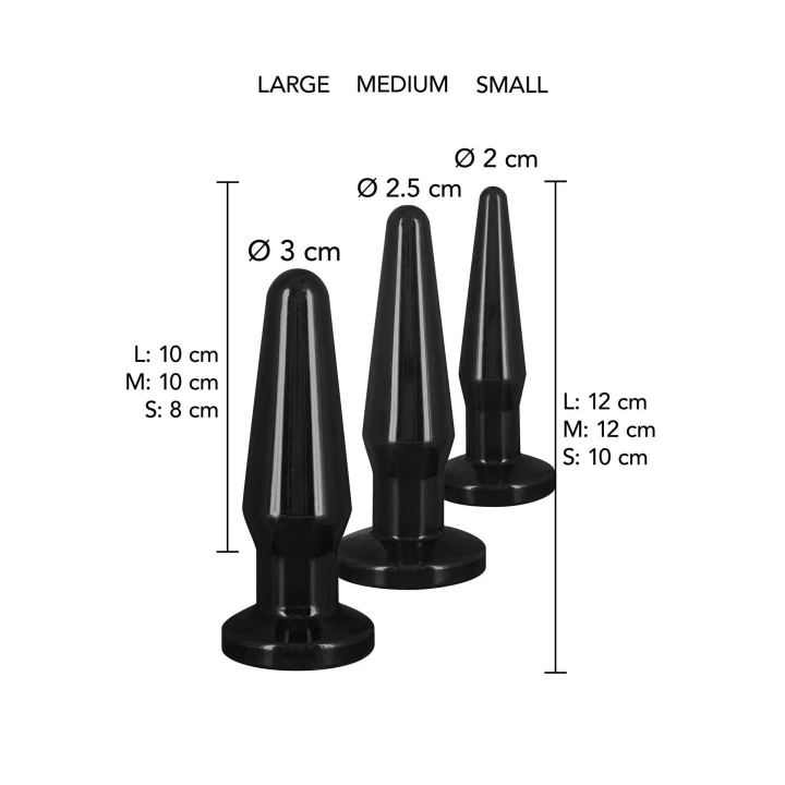 Plug analny TOYJOY Classics Best Butt Buddies, 3 rozmiary, materiał TPE, bez ftalanów