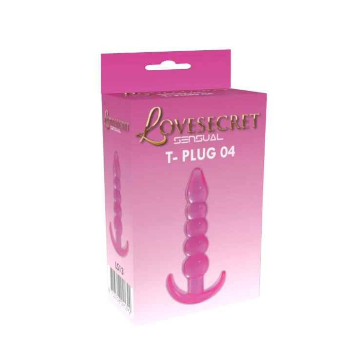 Korek analny Lovesecret Sensual LS13 - 12 cm, elastyczny TPE, różowy design