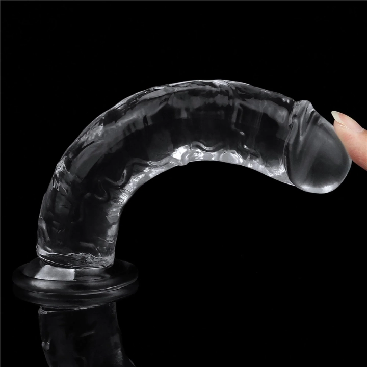 Dildo LOVETOY, przezroczysty, TPE, 7 cali, realistyczny kształt, przyssawka