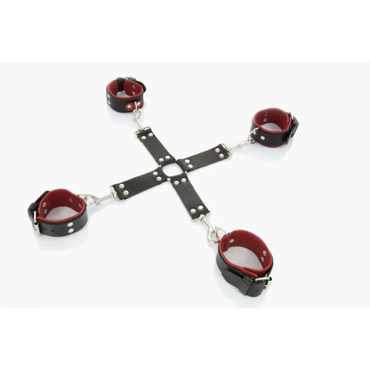 Wiązania WHIPS, regulacja 18-25 cm, skóra naturalna, szerokość 4 cm, czerwony kolor