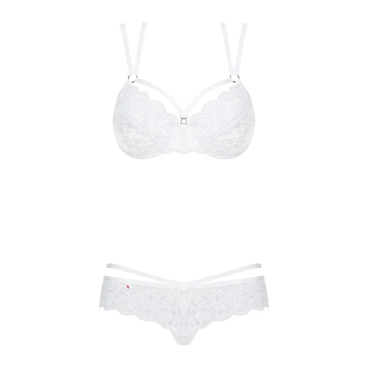 Bielizna koronkowa OBSESSIVE Bielizna-860-SET-2, S/M, regulowane ramiączka, biały