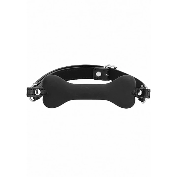 Knebel silikonowy Ouch! - Kształt kości, regulowane paski, wysoka jakość