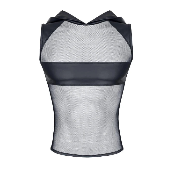 Koszulka męska REGNES FETISH PLANET, bez rękawów, elastyczna siateczka, ekoskóra, XL