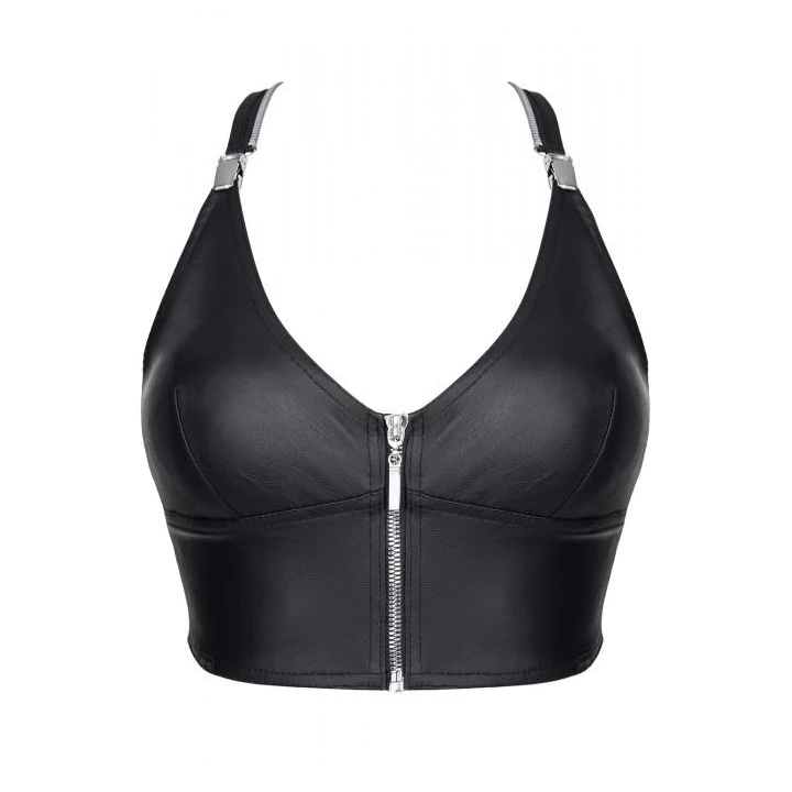 Top elastyczny BRZITAI001 czarny, profilowane miseczki, odpinane szelki, M