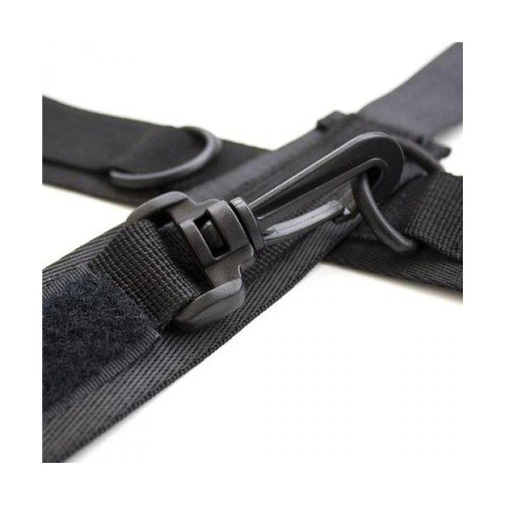 Kajdanki na nadgarstki i szyję Costrittivo Easy Cuffs, nylonowe, czarne, zestaw przymusu