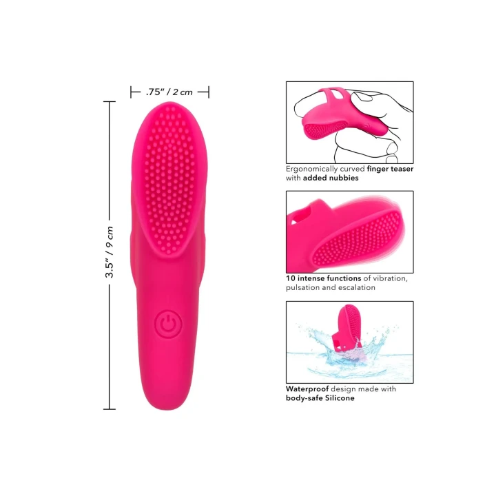 Masażer na palec Neon Vibes Nubby Vibe, silikonowy, wodoodporny IPX7, 10 funkcji