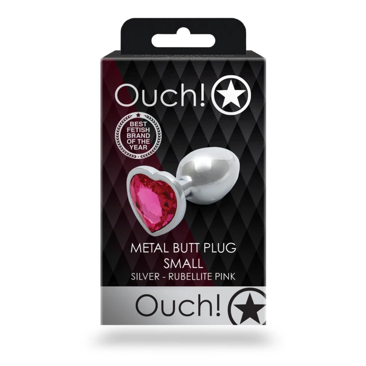 Zatyczka analna Ouch! - Serce, mała, metalowa, wodoodporna, 6,2 cm długości