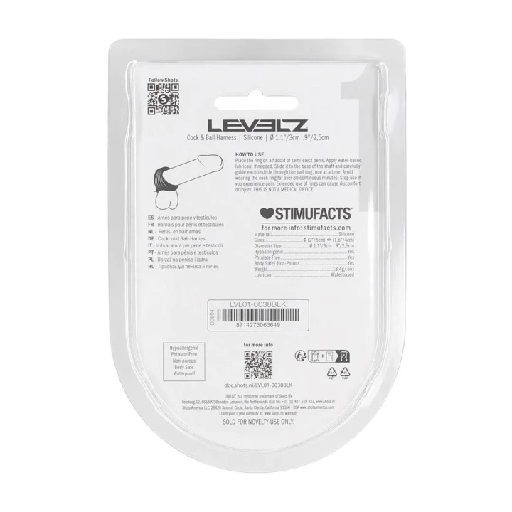 Pierścień cock & ball LEVELZ - silikonowy, 5cm, czarny, dla maksymalnego wsparcia