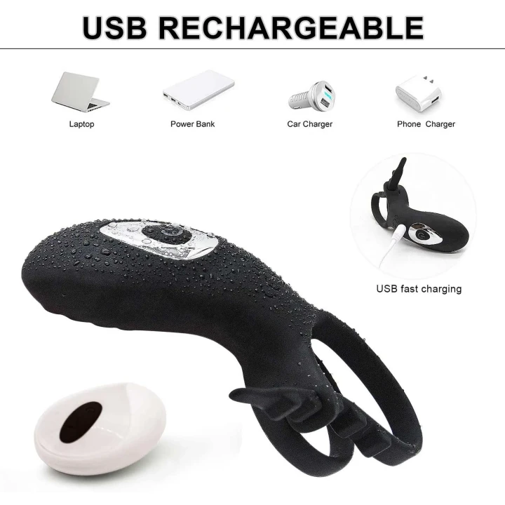 Pierścień wibracyjny dla par, silikonowy, wodoodporny, z pilotem, 9 trybów