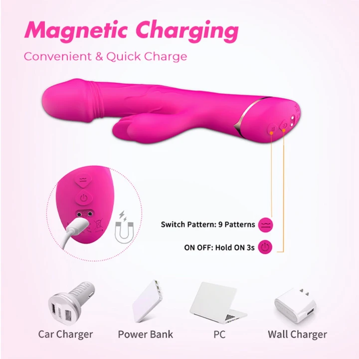 Stymulator łechtaczki Rubberco, silikon, 2 silniki, 9 funkcji wibracji, wodoodporny