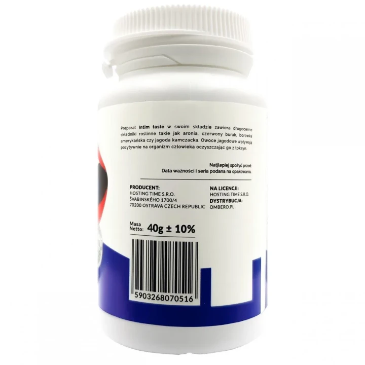 Suplement diety INTIM TASTE - 80 kapsułek, dla smaku owocowo-słodkiego męskiego nasienia
