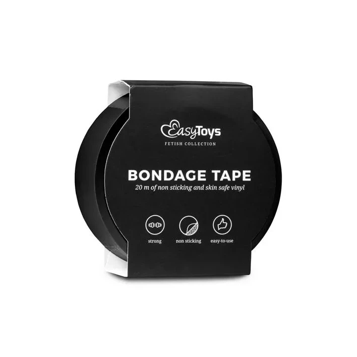 Taśma bondage PVC Black 20 m - wielofunkcyjna, nieklejąca, czarna