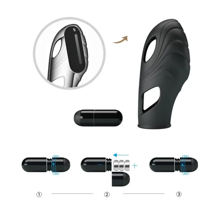 Wibrator na palec PRETTY LOVE -LICH, silikonowy, elastyczne paski, wibracje