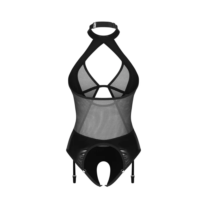 Body - Dominna, OBSESSIVE, 100% poliuretan, regulowany choker, siateczka