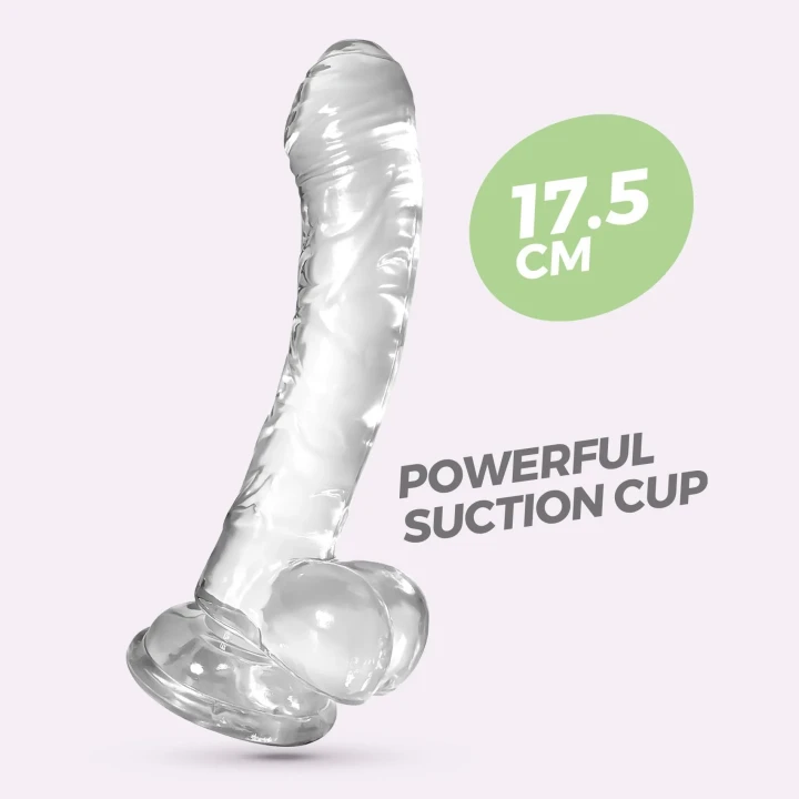 Dildo Crushious Hudini – przezroczysty TPE, 17,5 cm, przyssawka, wodoodporny