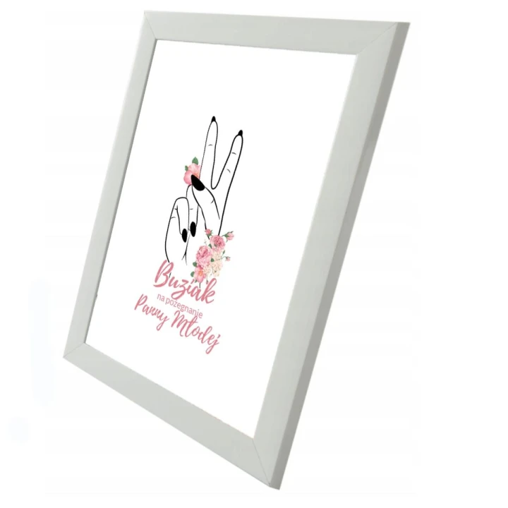 Plakat na pożegnanie Panny Młodej z ramką - brązowe tło, humorystyczny design