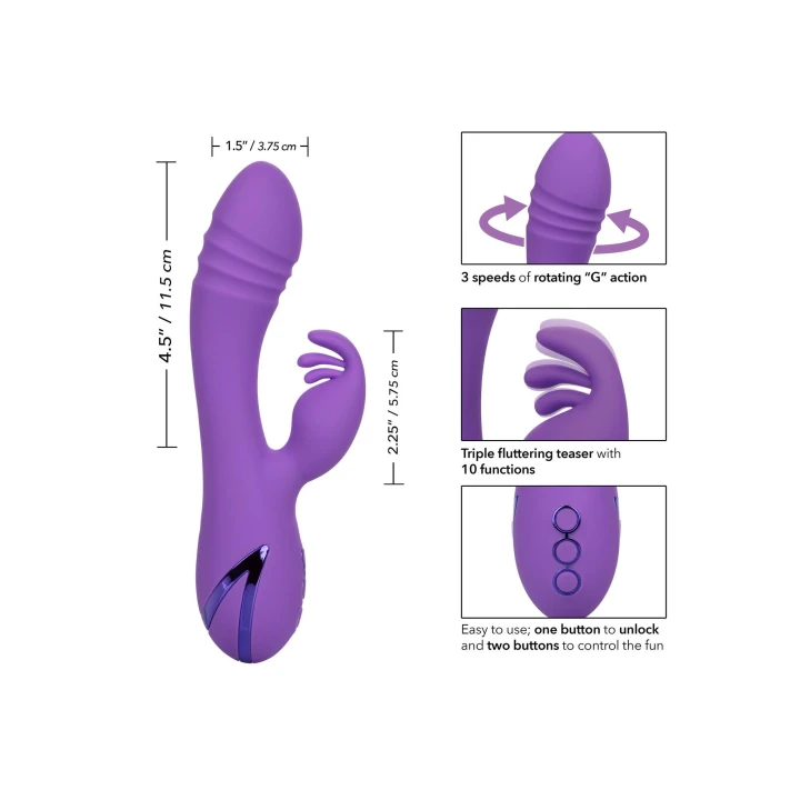 Wibrator silikonowy California Dreaming - Fioletowy, wodoodporny, z regulacją obrotów