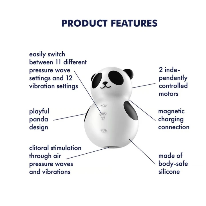 Wibrator łechtaczkowy Satisfyer Pocket Panda – wodoszczelny, 11 intensywności, silikon