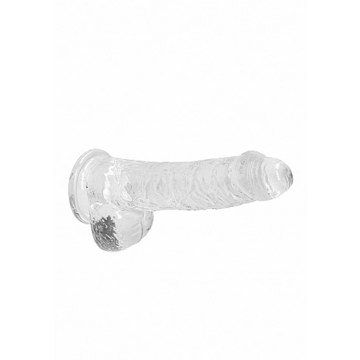 Dildo REALROCK CRYSTAL CLEAR 17 cm z realistycznymi jądrami, przyssawka, wodoodporny