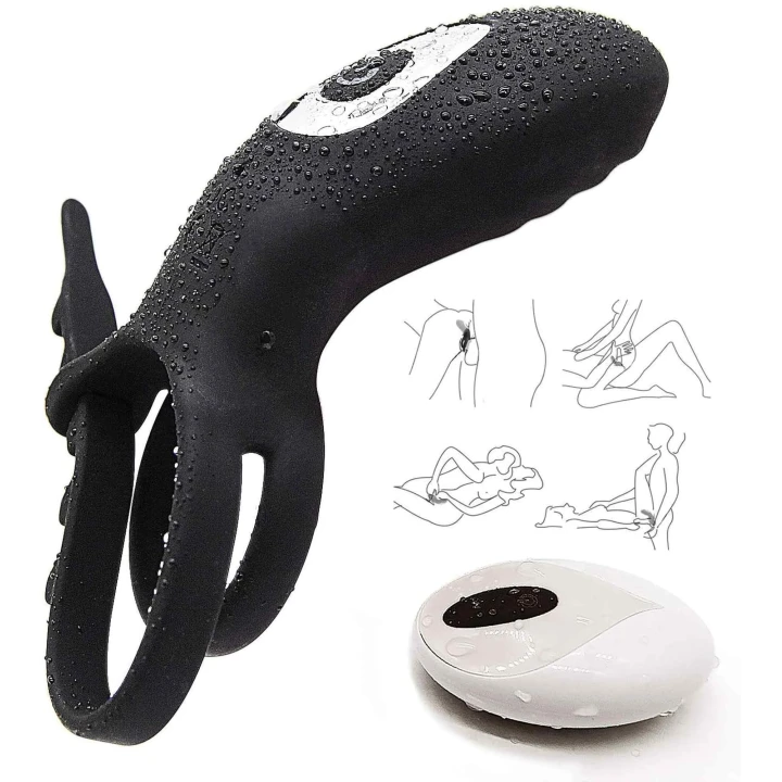 Pierścień wibracyjny dla par, silikonowy, wodoodporny, z pilotem, 9 trybów