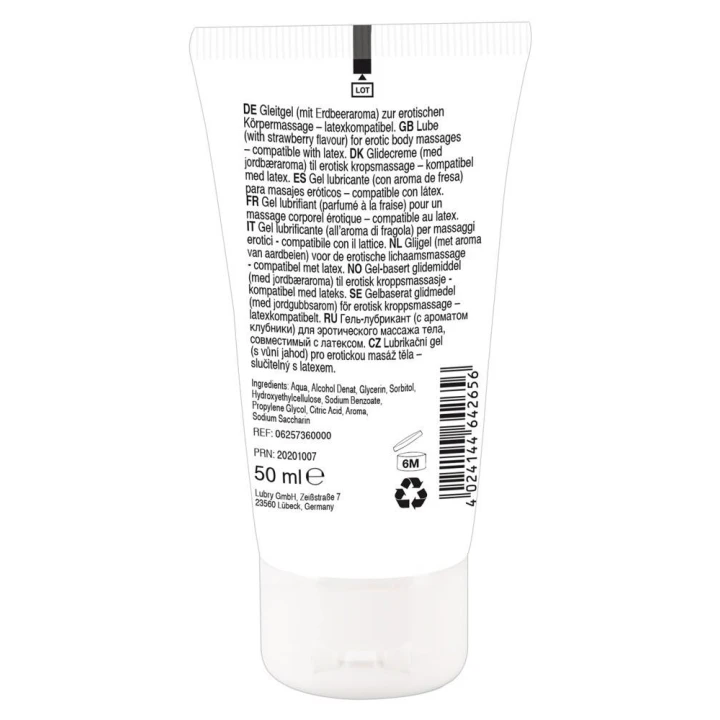 Żel do masażu ciała Lick it! Strawberries 50 ml - Wegański, na bazie wody, aromatyczny