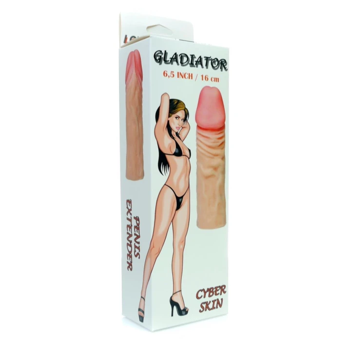 Nakładka stymulująca, GLADIATOR, 16 cm, cyber skóra, pogrubienie 1,3 cm