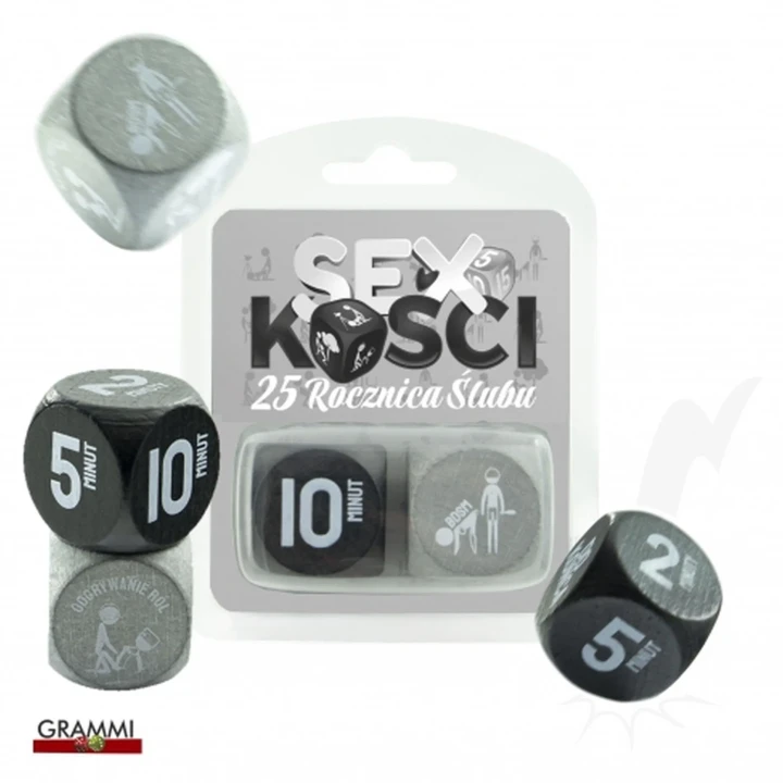 Kostki do gry erotyczne - 25 Rocznica Ślubu - Szare, zabawne i oryginalne
