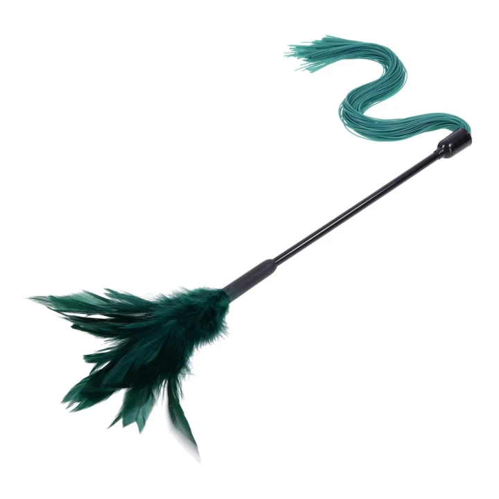 Piórkowy drażniacz (feather tickler) Indica – dwustronny: pióra + silikon, kompaktowy