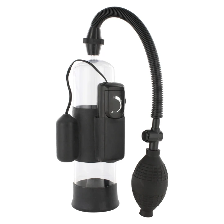 Pompka do penisa Power Pump Black - wodoodporna, z wibracjami, 56cm długości
