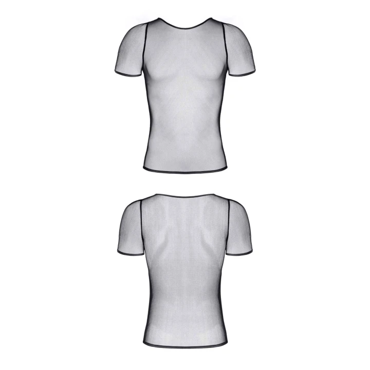 Koszulka elastyczna REGNES FETISH PLANET - czarna, wetlookowe detale, M