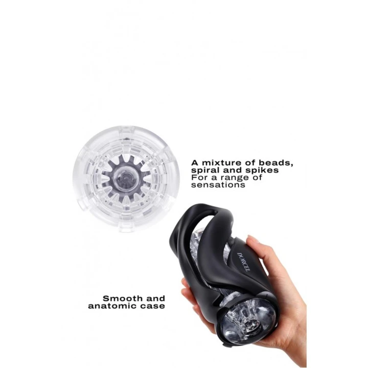 Masturbator ręczny DEEP BLOW BLACK - 20cm, ergonomiczny, z różnymi uchwytami