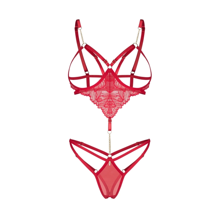 Body Matildea OBSESSIVE, otwarte miseczki, koronka, regulowane ramiączka