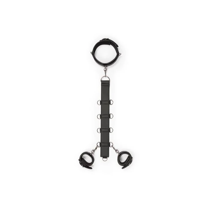 Wiązania do ciała z regulacją, skóra sztuczna, uchwyty D-ring - Czarny
