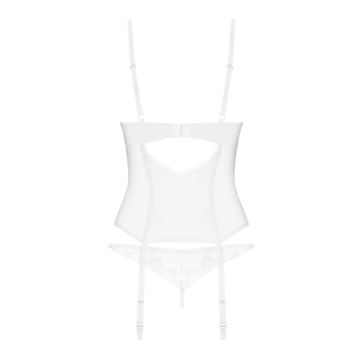 Gorset koronkowy Alissium, marka OBSESSIVE, XL/2XL, fiszbiny, regulowane paski do pończoch