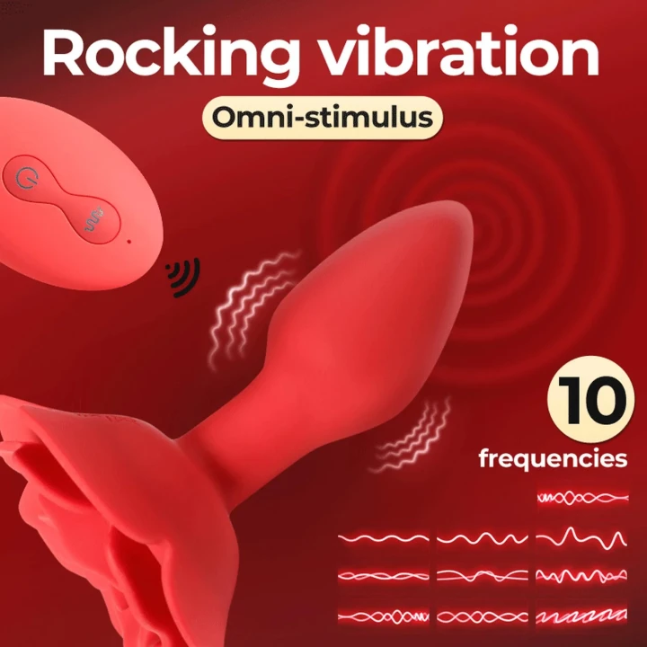 Korek analny – Rozkwitająca Róża, silikon, 10 wibracji, wodoodporny